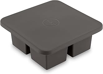 W&P Peak Silicone Extra Large Cube Ice Tray w/ Protective Lid | Charcoal | Easy to Remove Ice Cubes | Food Grade Premium Silicone | Dishwasher Safe, BPA Free