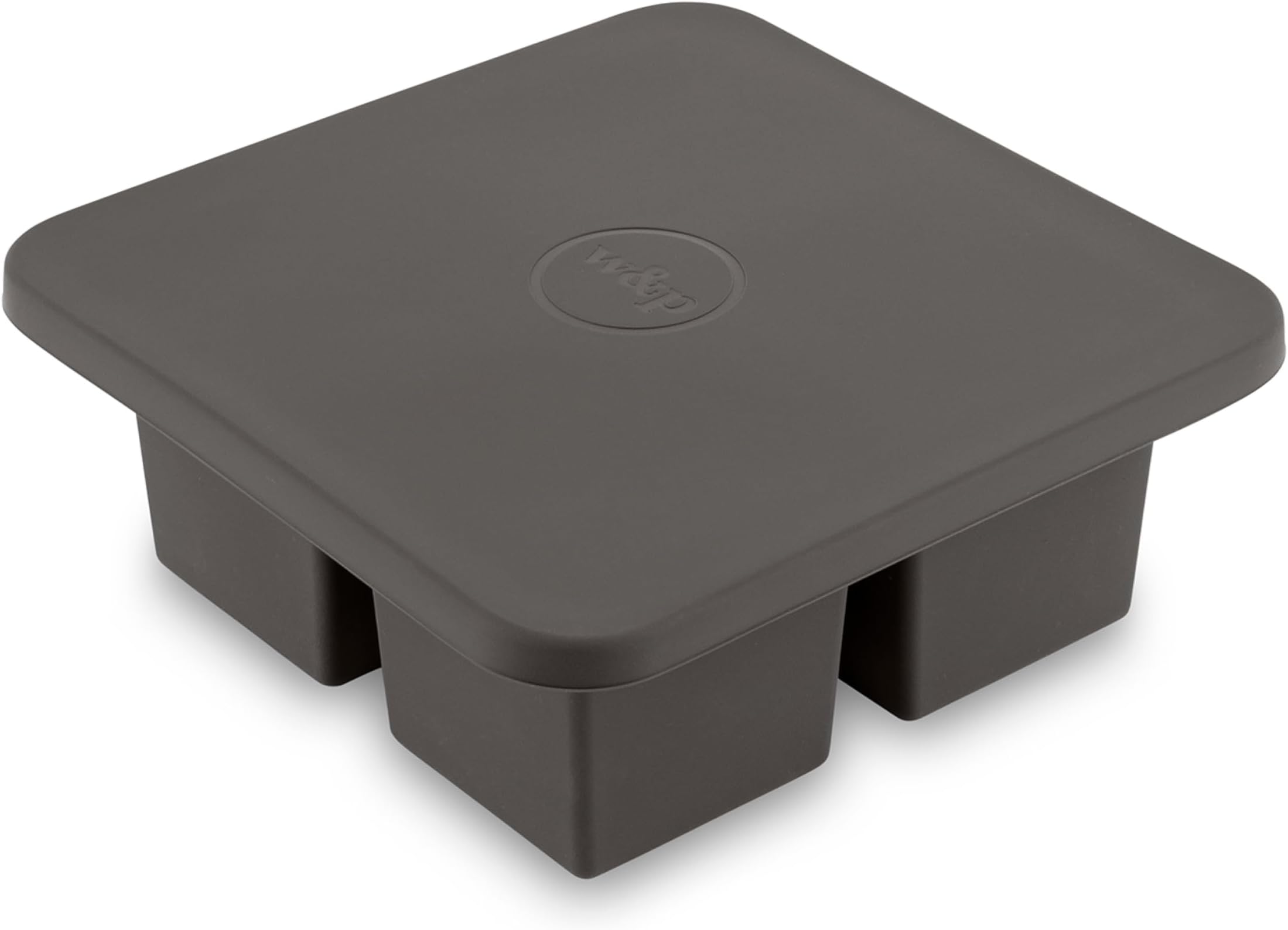 W&P Peak Silicone Extra Large Cube Ice Tray w/ Protective Lid | Charcoal | Easy to Remove Ice Cubes | Food Grade Premium Silicone | Dishwasher Safe, BPA Free