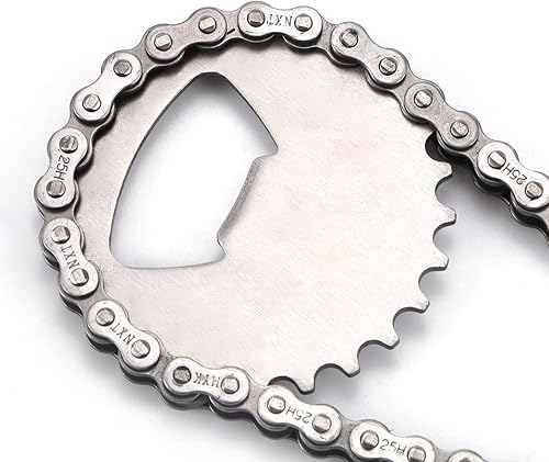 Miniatura 3 de Abrebotellas con engranaje de cadena, abridor de cerveza de metal plateado, novedad para bicicleta, cadena de bebidas, abrebotellas de cerveza,