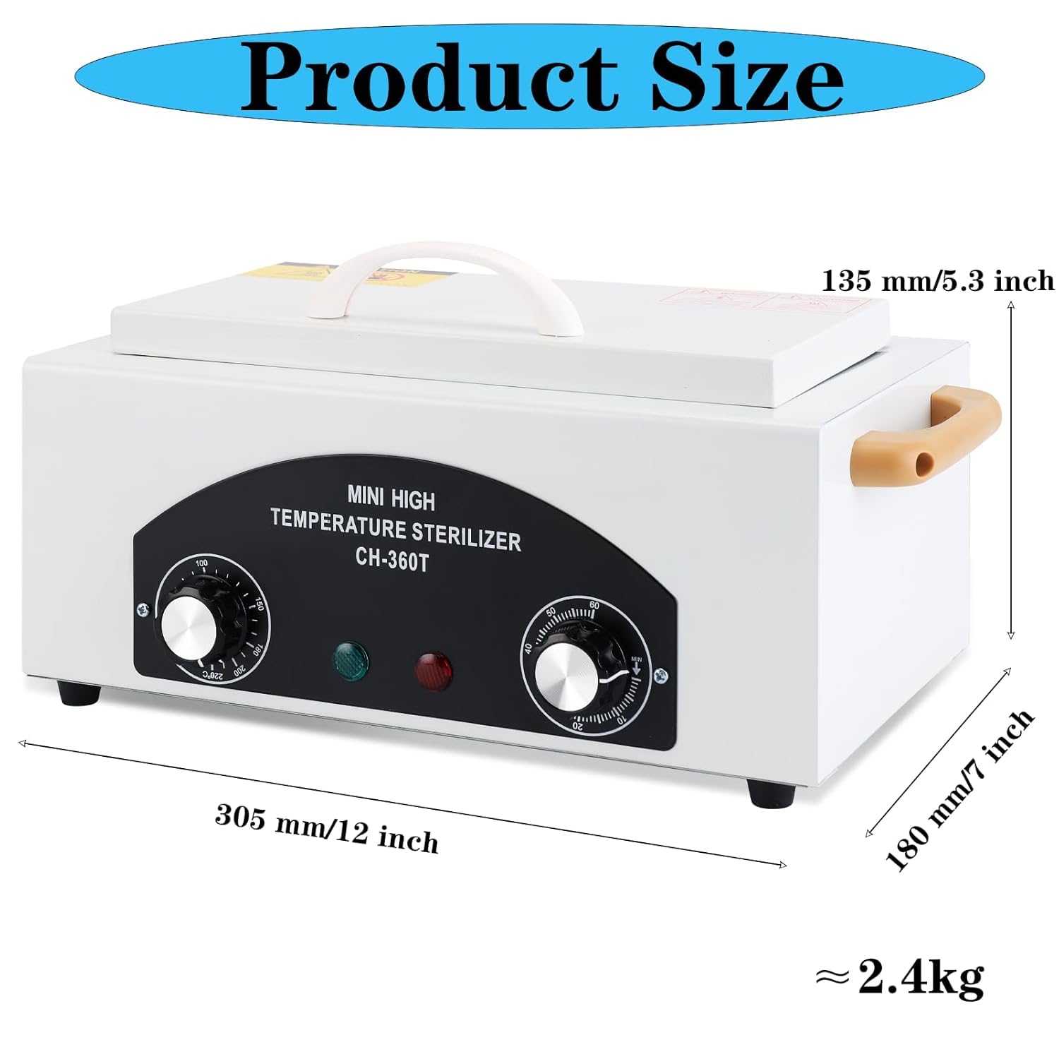 Winb High Temperature Sterilizer Mini Autoclave with Timer 300W Capacity 1.5L for Dental Tools Hairdressing Manicure Tools with Handle - Image 3