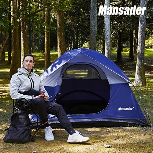 Mansader 2-3 Person Camping Tent For Outdoor Camping Family Beach Hiking Travel (Blue, 2-3 Person) #TOP1