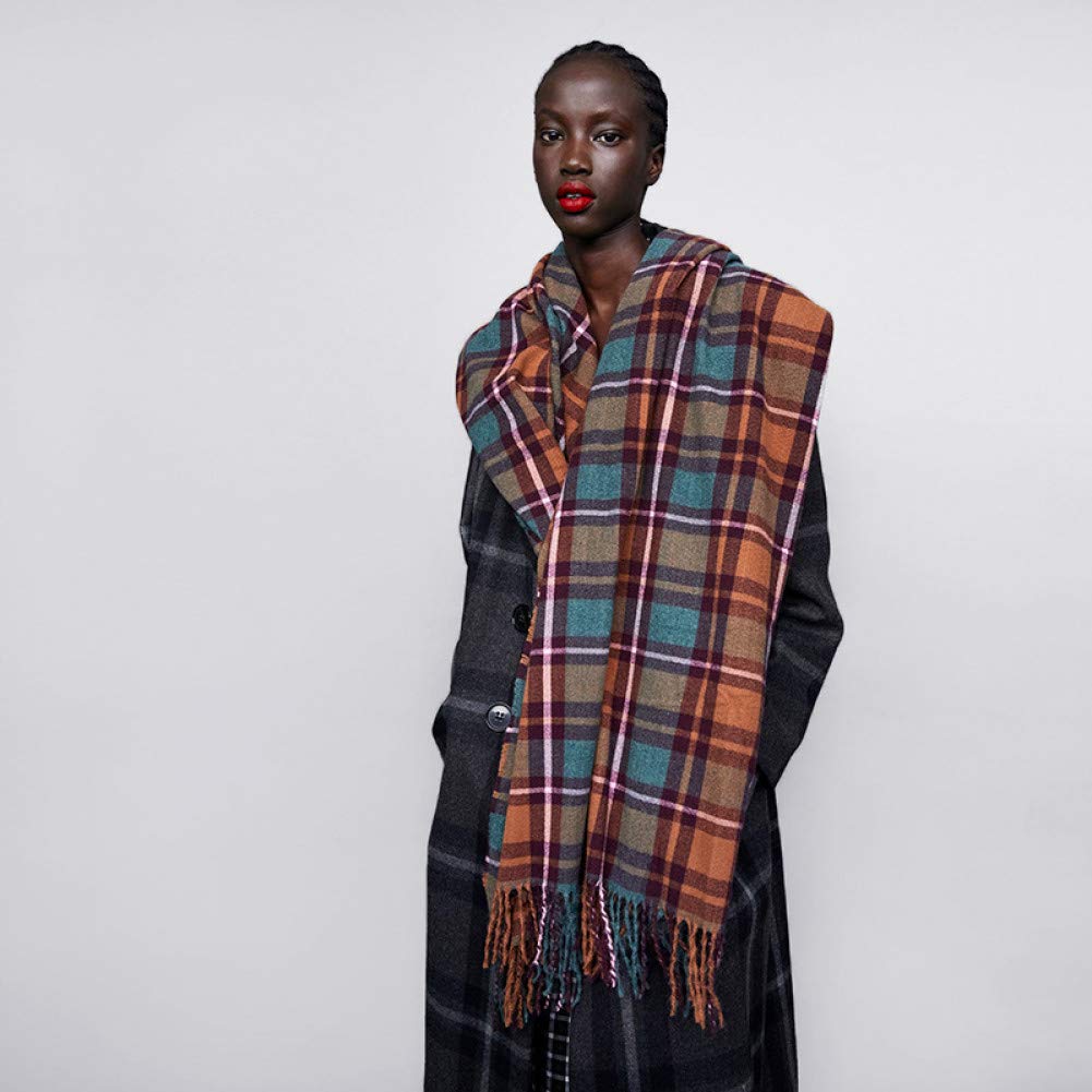 Écharpe chaude hiver contre le froid grand châle wrap épais femme à carreaux