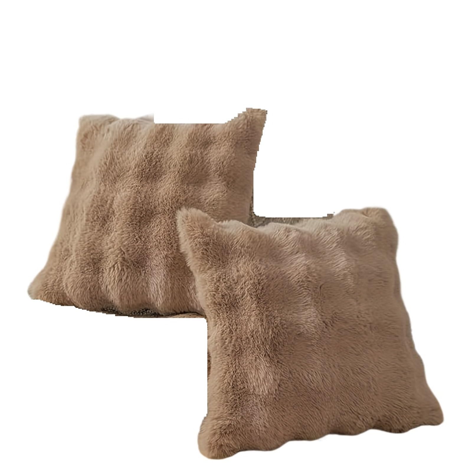 Pillowcase 2pc Plush Decorative Pillowcases, Modern Minimalist Style, Suitable For Sofas, Bedrooms, And Car Interiors(Light coffee)