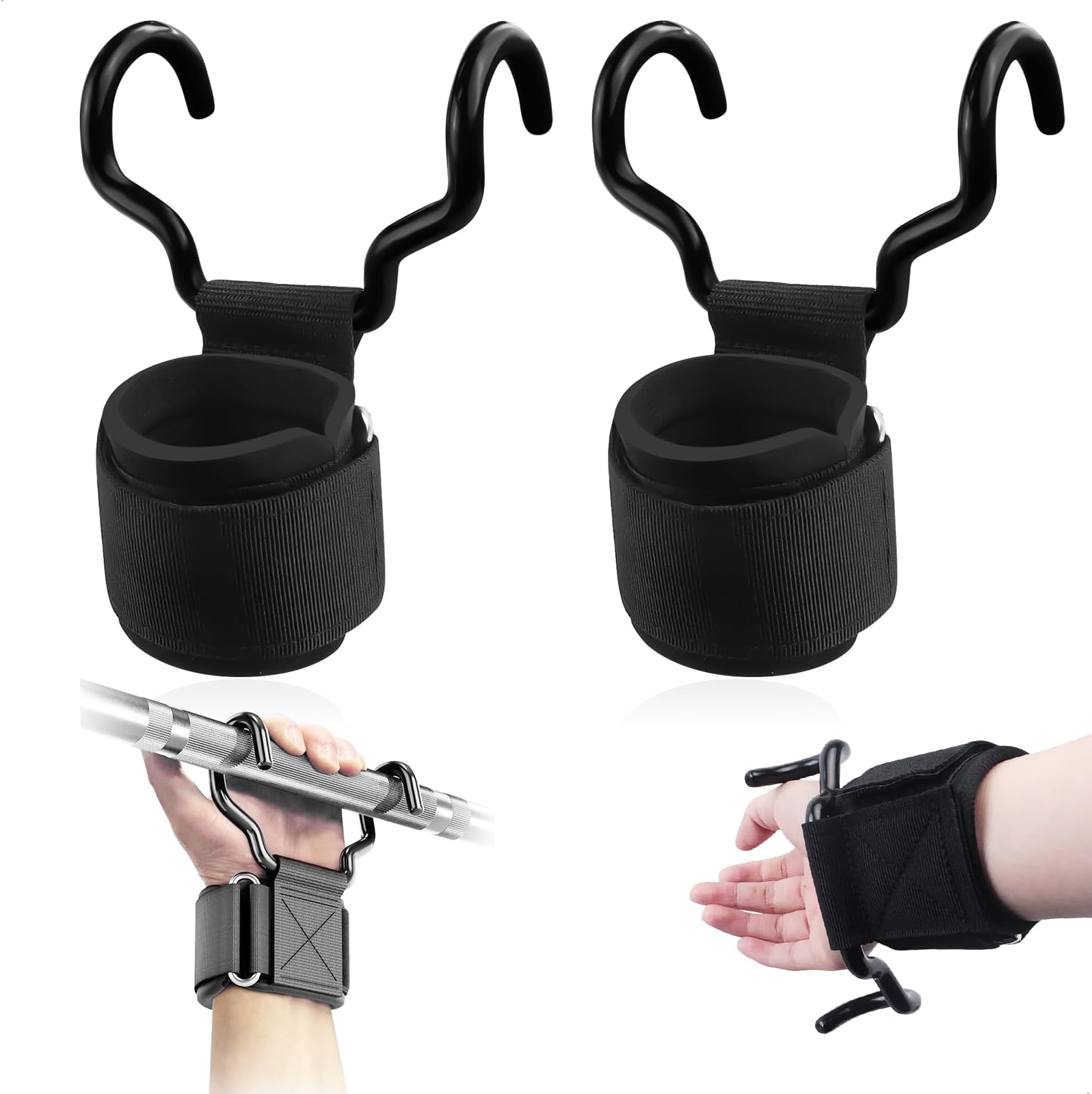 Lifting Straps Strength Training Hooks, Pull-Up Bar Liftups Grip Hooks for Wrist Guards, Fitness Lifting Straps for Bodybuilding, Professional Lifting Straps Hooks Strength Training for Women Men