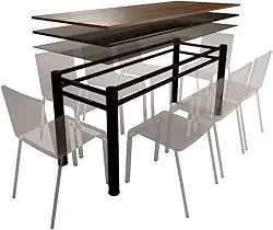 Base Para Mesa De Vidro Jantar 8 Lugares Preta Retangular