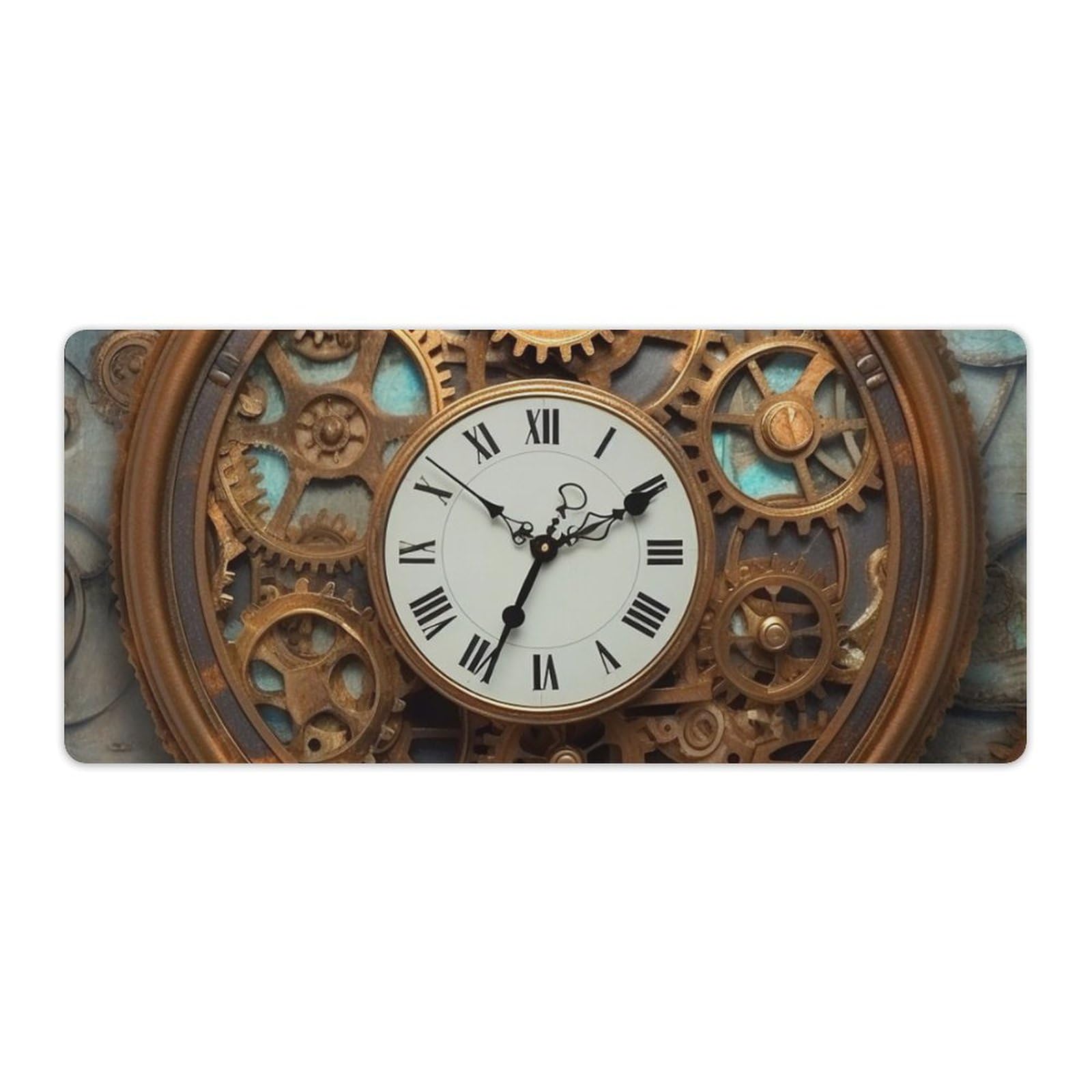 Large Desk Pad Mat,Rusty Steampunk Clock Print Gaming Mouse Pads for Desk,Funny Cute Computer Desk Mat for Keyboard and Mouse,Office Desk Matt for Desktop with Stitched Edges,for Desk Decor