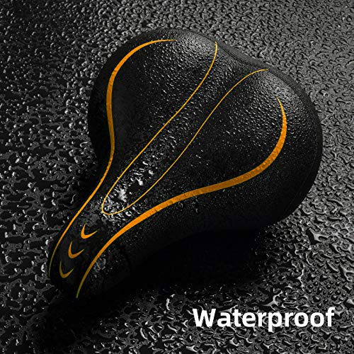 BLUEWIND Most Comfortable Bicycle Seat, Bike Seat Replacement with Dual Shock Absorbing Ball Wide Bike Seat Memory Foam Bicycle Gel Seat with Mounting Wrench (Orange)