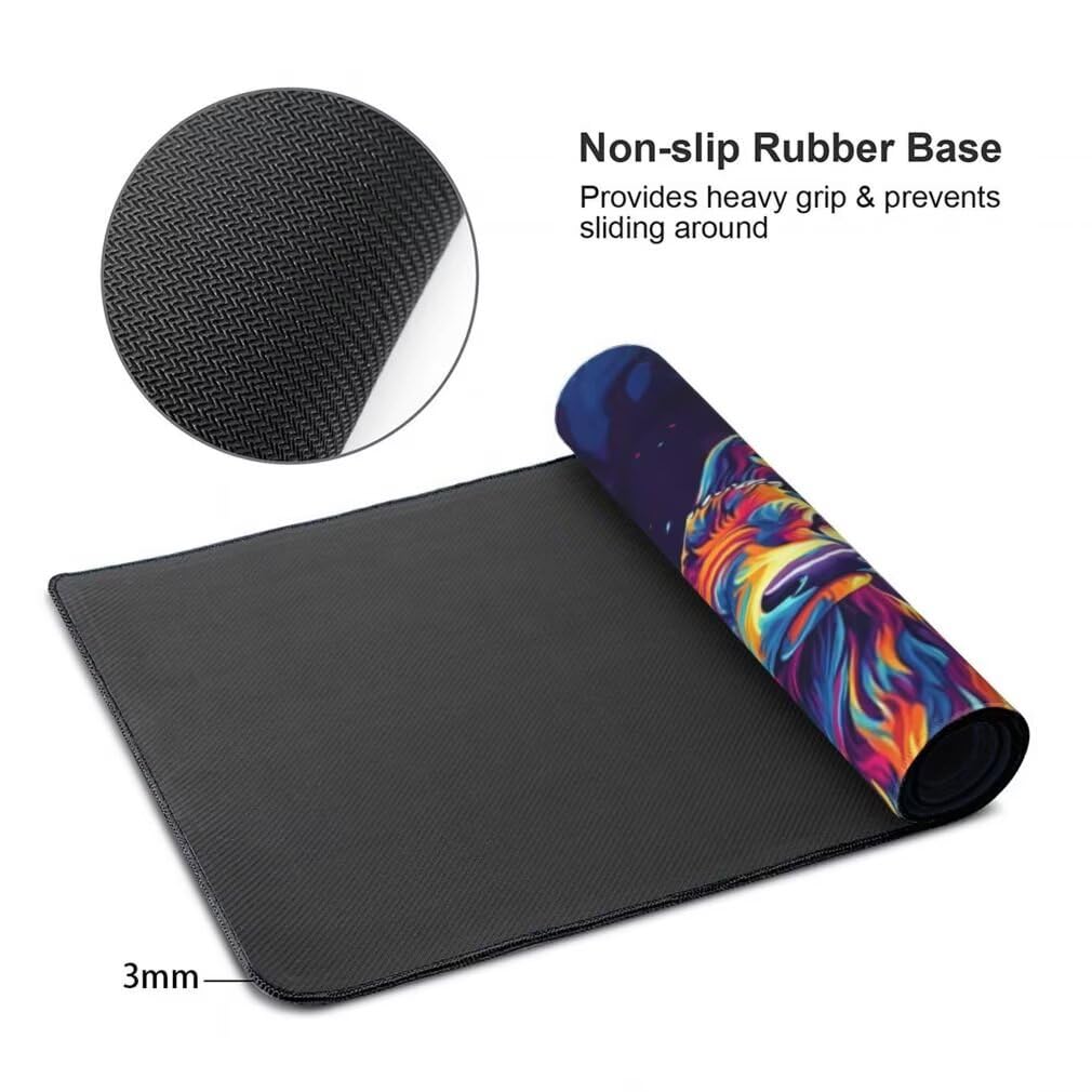 Tappetino Mouse XXL 1200x600mm Blu Grande Mouse Pad, Tappetino Scrivania Grande Mousepad Gaming con Bordi Cuciti, Tappeto Scrivania con Base Antiscivolo per Ufficio e Casa (Cervo Colorato) -MP1590