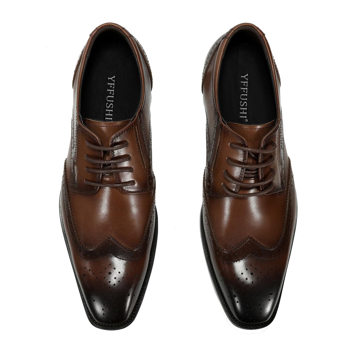 YFFUSHI Herren Anzugschuhe Leder Oxford Brogue Business Schnürschuh | Formell Hochzeit, Elegante, Rindsleder, Spitze, Echtleder, Schnürderby, Klassische, Moderne, Büro