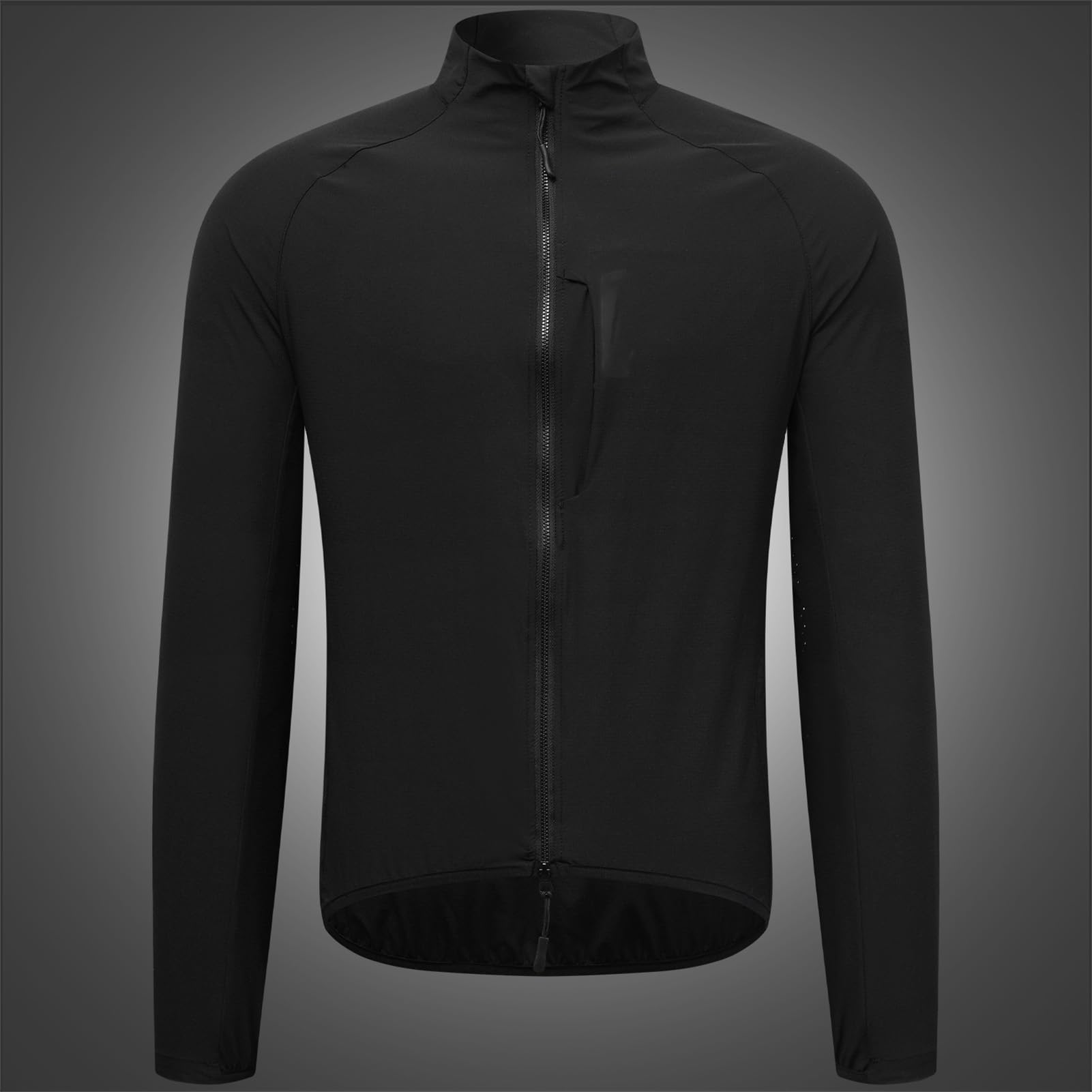 Tbest Chaqueta de Ciclismo a Prueba de Viento, Térmica, Cálida, para Ciclismo, Running, Cortavientos con Doble Cremallera Reflectante para Correr y desplazarse. (BE207-B Abrigo Negro M)