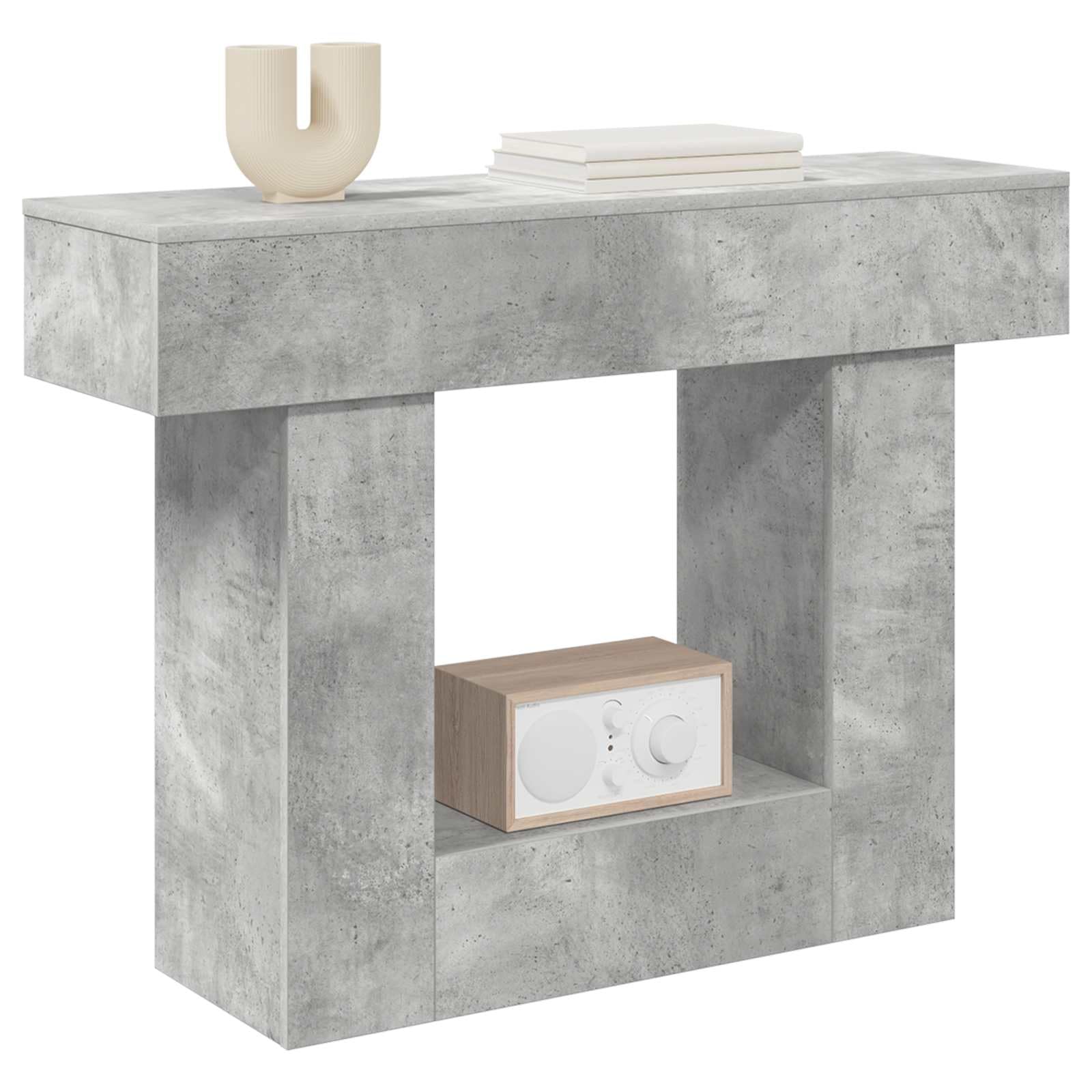 Générique Tavolo consolle grigio cemento 101 x 30 x 74 cm | Design minimalista, scaffalatura, costruzione robusta, per ingresso soggiorno sala da pranzo