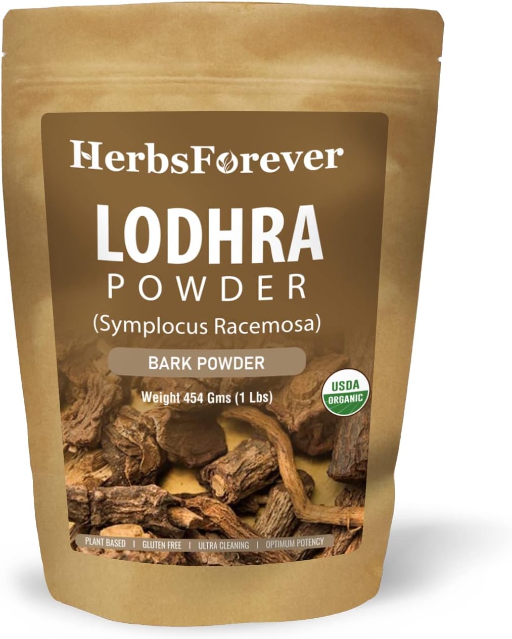 - Herbsforever Lodhra Bark (Symplocos Racemosa)-Powder Supports Clear Skin & Hormonal Balance| Wild Harvested-Non GMO, Vegan- 2X Potency | Ultra Clean| Steam Treated | 16oz-1LBS,Premiun Ayurvedic Herb