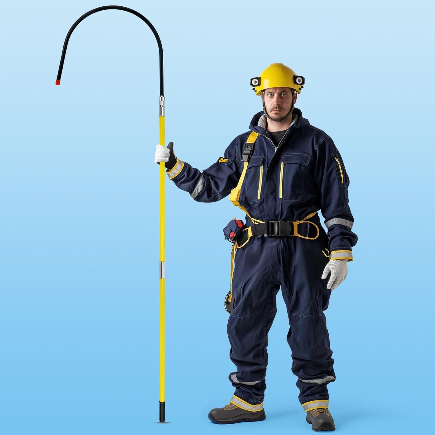 Mshgsku Yellow High Voltage Rescue Hook - Insulated Safety Pole Hook 10Kv 35Kv 110Kv, Anti-Electrocution Telescopic 3/5/10Ft With 18" Opening For Electricians & Firefighters
