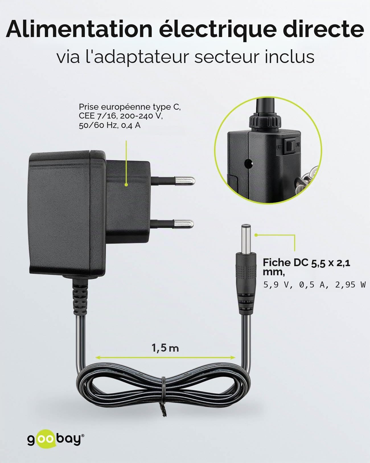 Fixpoint goobay 45241 Aide au soudage avec lampe LED/Pince crocodile col de cygne Loupe avec lampe LED/loupe grossissante 3x / support de fer à souder intégré, éponge et laine de nettoyage / 1 pièce