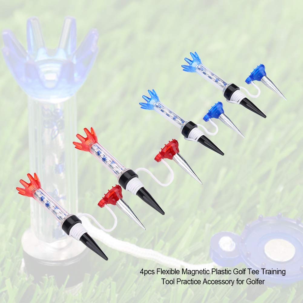VOBOR Golf Magnet Tee - Set da Golf Magnetico in Plastica Tees, 80 Mm Strumento di Allenamento Riutilizzabile Accessorio Pratica per Golfista, Blu E Rosso, (4 Pezzi)