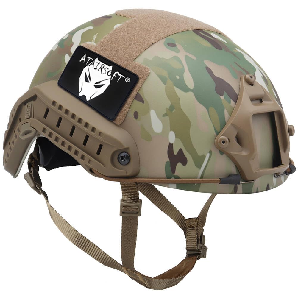 ATAIRSOFT MH Type Tactical Paintball Adjustable Fast Helmet w/Side Rails and NVG Mount MC/CP