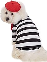 Vista 5 de Disfraz de artista para perro con sombrero divertido, ropa para mascotas, camisas para perros pequeños, camiseta de verano para cachorros (S) negro