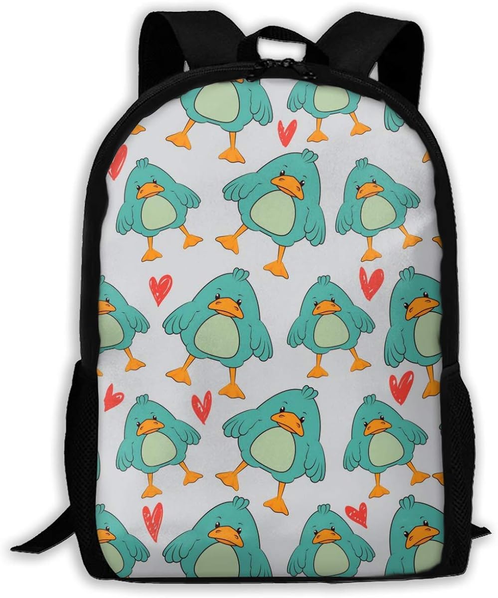 Hand Drawn Green Chick Backpack Lightweight Travel Daypack Cool School