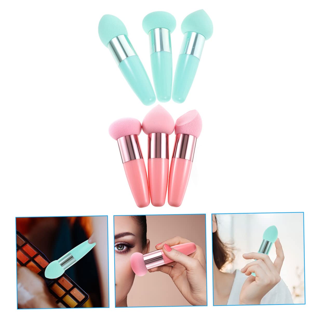 ARTSEWPLY 6Pcs Portable Makeup Sponge Pen Ergonomic Beauty Puff Applicators for Foundation and Concealer Durable Makeup Accessories for Professional