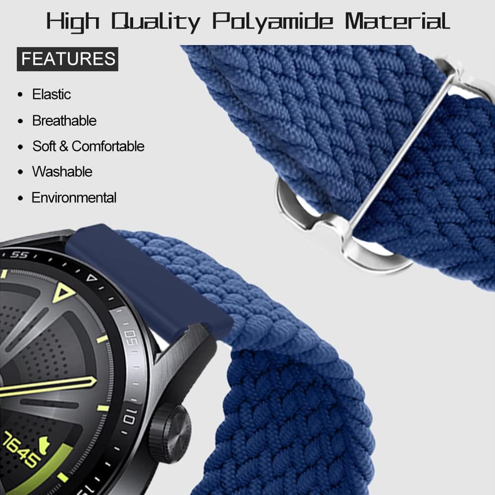 Qimela 2 Pack Sport Loop Nylon Braided Bands Compatible with Samsung Galaxy Watch 3 45mm/Galaxy Watch 46mm/Gear S3 Classic/Frontier, with Adjustable Buckle,22mm Quick Release Watch Band for Women Men - Image 3