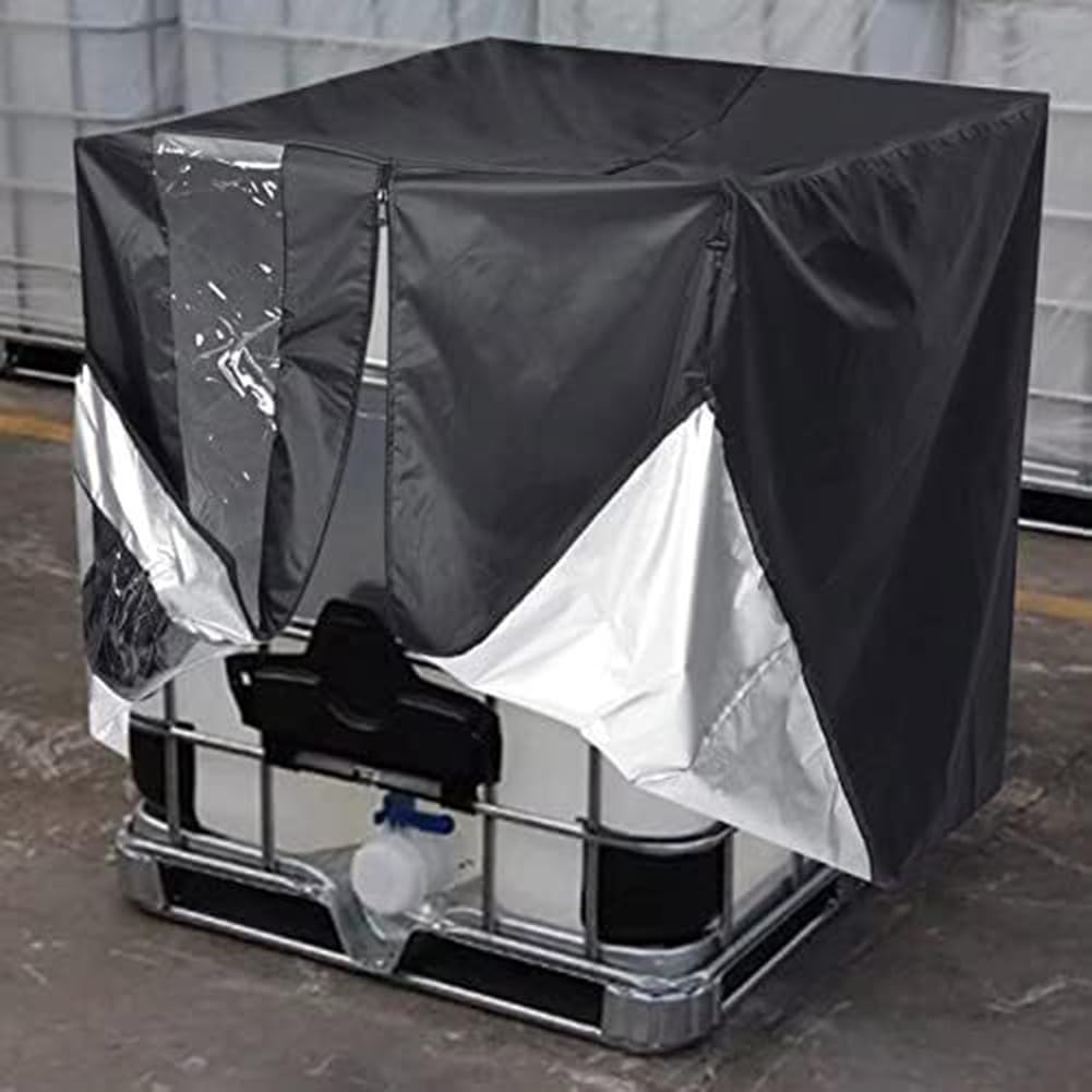 IBC - Copertura protettiva per serbatoio dell'acqua da 300 L, 600 L, 800 L, 1000 L, in tessuto Oxford 420D, con cerniera e finestra trasparente (600 L)