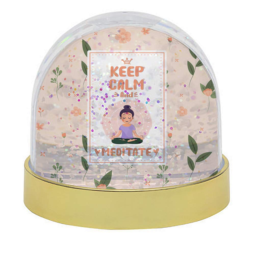 Getagift Men's Gold Keep Calm And Meditate Yoga Inspirational Funny Joke Gag Sarcasm Humorous Gift For Wo Kids Coworker Themed Snow Globe Dome Glitter Shaker. (Gold)