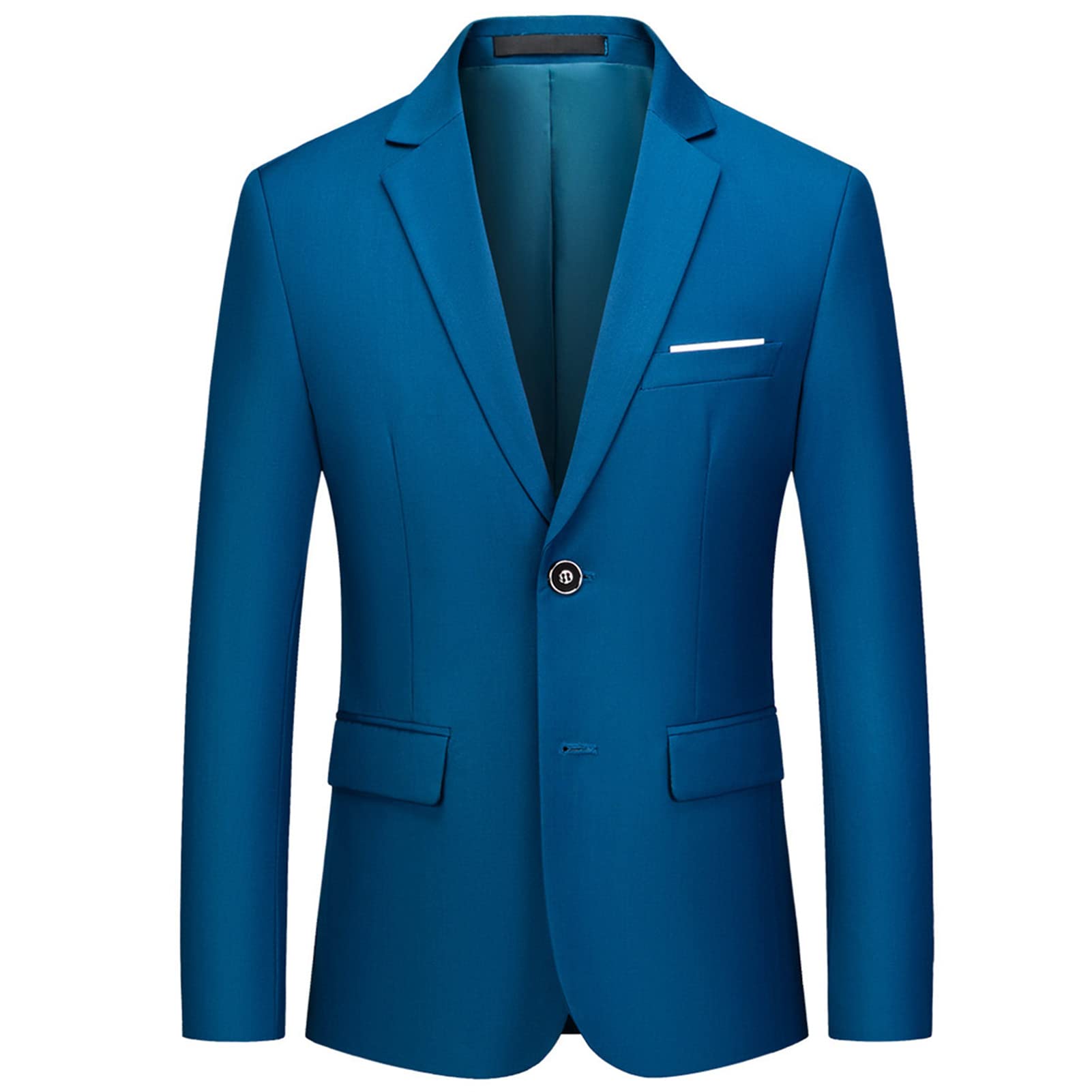 Mens Solid Slim Fit Blazer Jacket Two Button Notched Lapel Business Suit Classic Business Daily Party Sport Coat (Blue,X-Large)