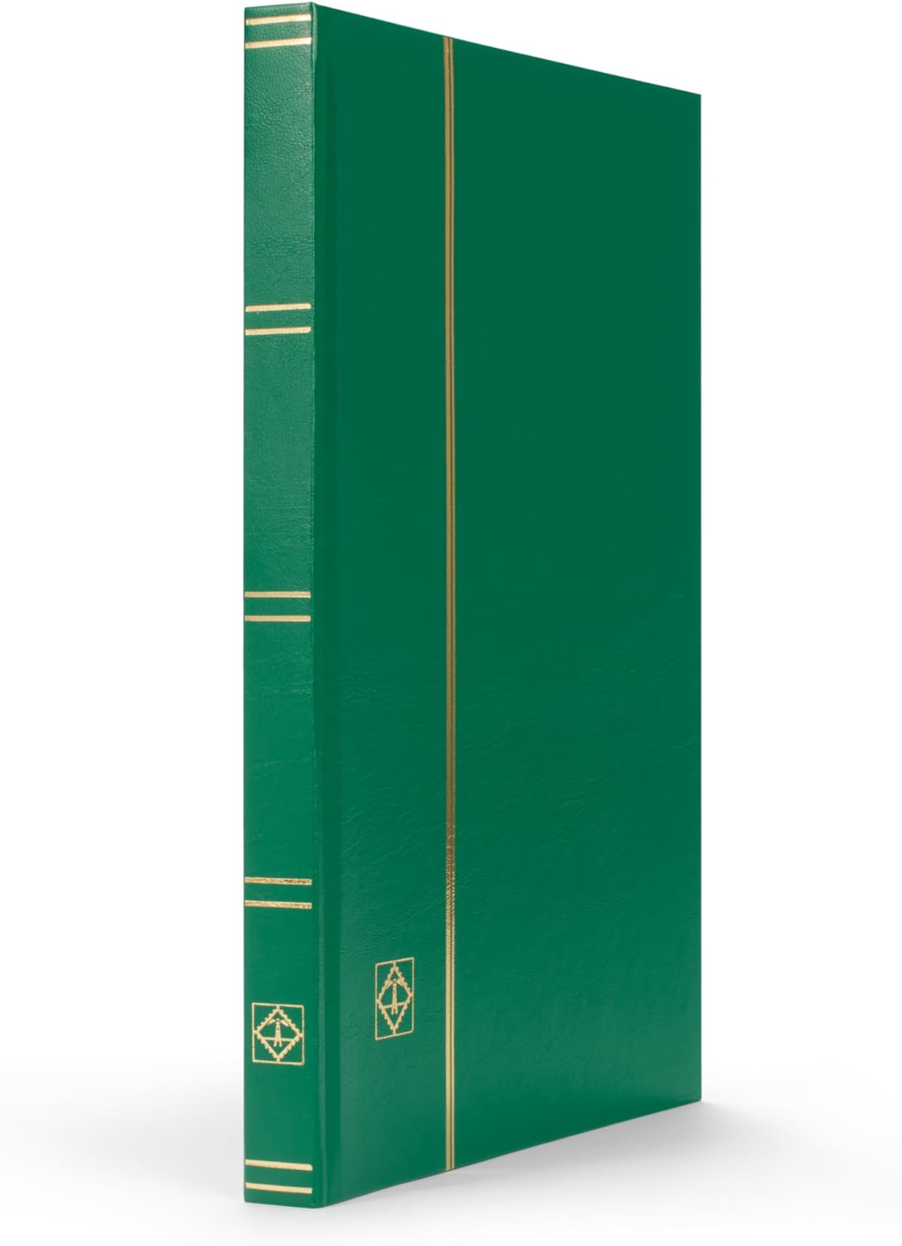 LIGHTHOUSE – “BASIC” Hard Cover Stockbook for Stamps - 32 Black Cardstock 6”x9” (A5) Pages with Clear Strips - Green