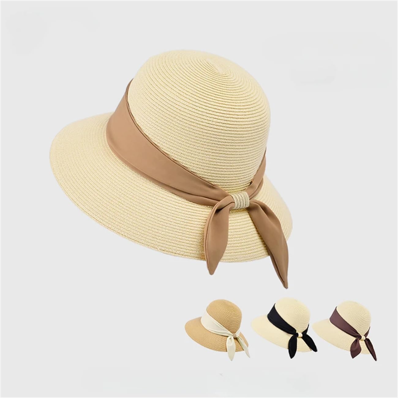Cappello di paglia francese da donna, estivo, alla moda, da pescatore, da spiaggia, parasole pieghevole