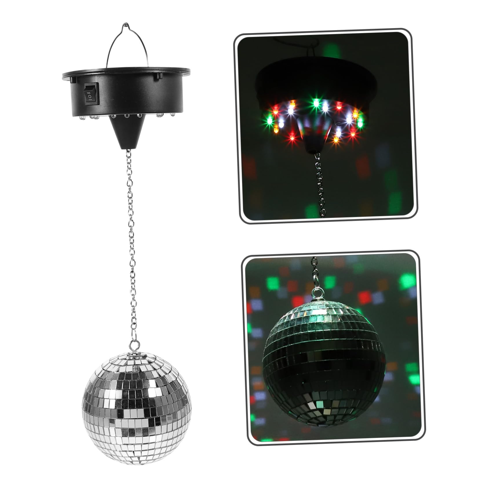 SOIMISS Boule Disco Rotative à Facettes en Plastique Argenté Légère Mode Constant et Rotation, pour Club et Bar, Décoration Lumineuse pour Fêtes