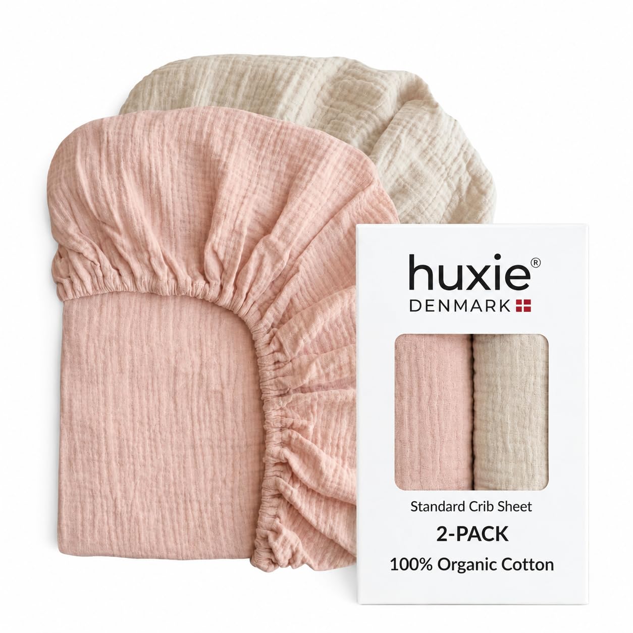 Danimarca - Lenzuola con angoli per culla in mussola super morbida, per ragazzi e ragazze, dimensioni standard per materasso per culla da 71 x 132 cm, 100% cotone biologico per il massimo