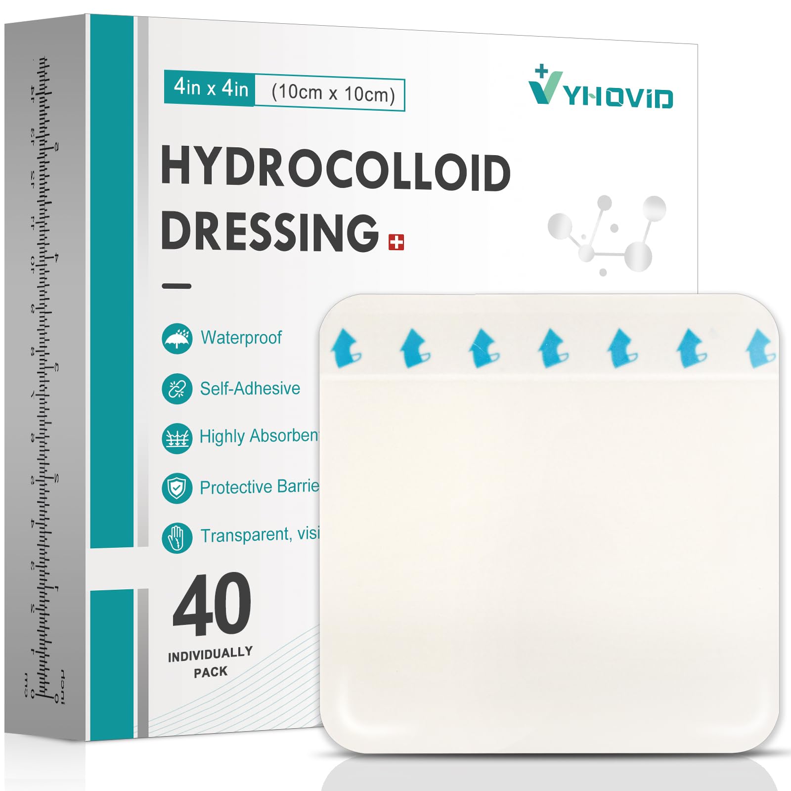 YHOVID Hydrocolloid Wound Dressing 4x4 Pack