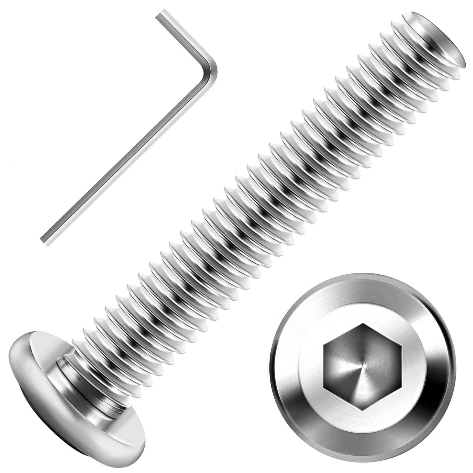 Valorada 20Pcs M5 Bolts, M5 x 35mm Flat Head Hex Socket Screws, 304 Stainless Steel Furniture Bolts