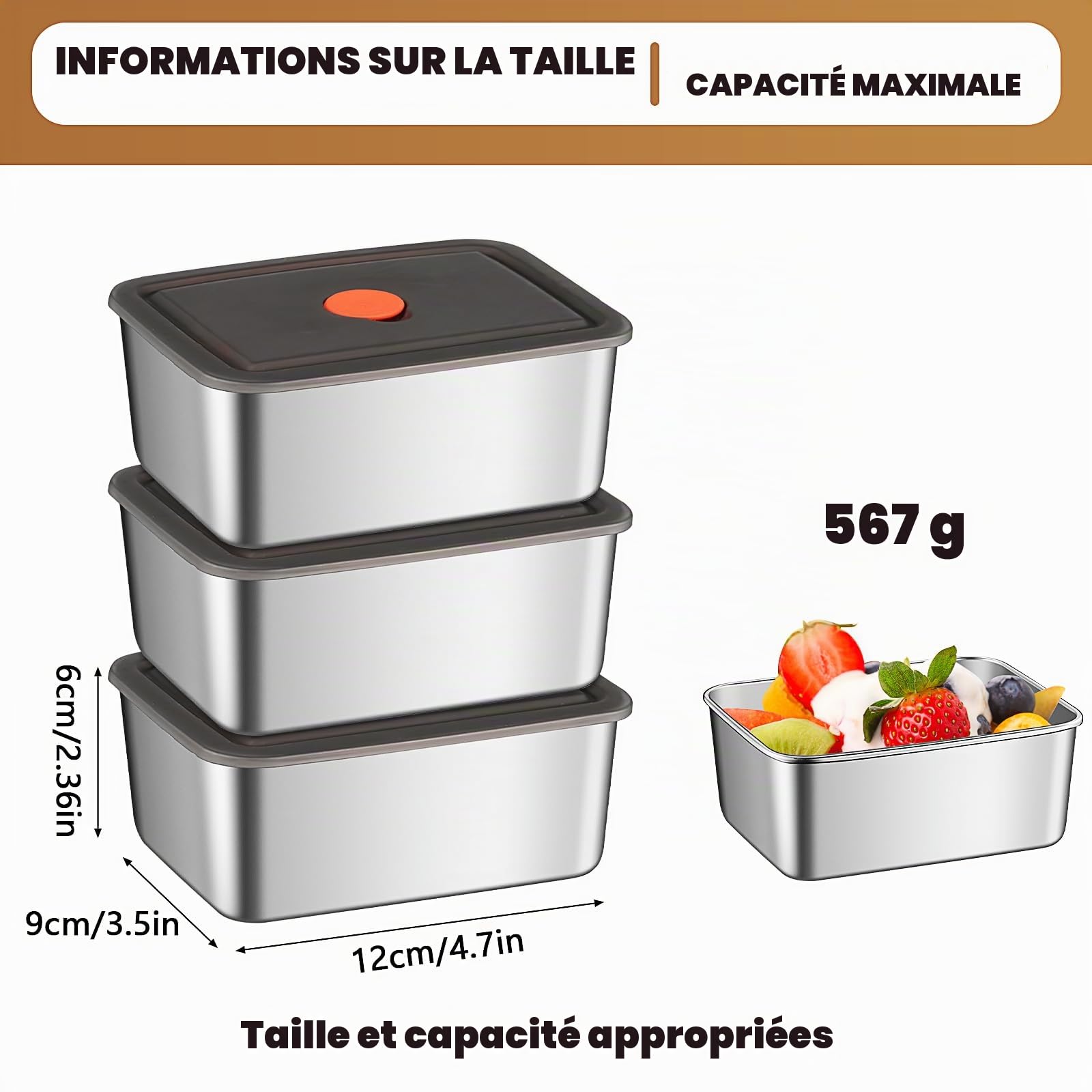 Lot de 10 boîtes de conservation avec couvercles,600 ML Boîtes de conservation en acier inoxydable, réutilisables pour congélation, boîtes de stockage, boîtes de rangement pour la cuisine