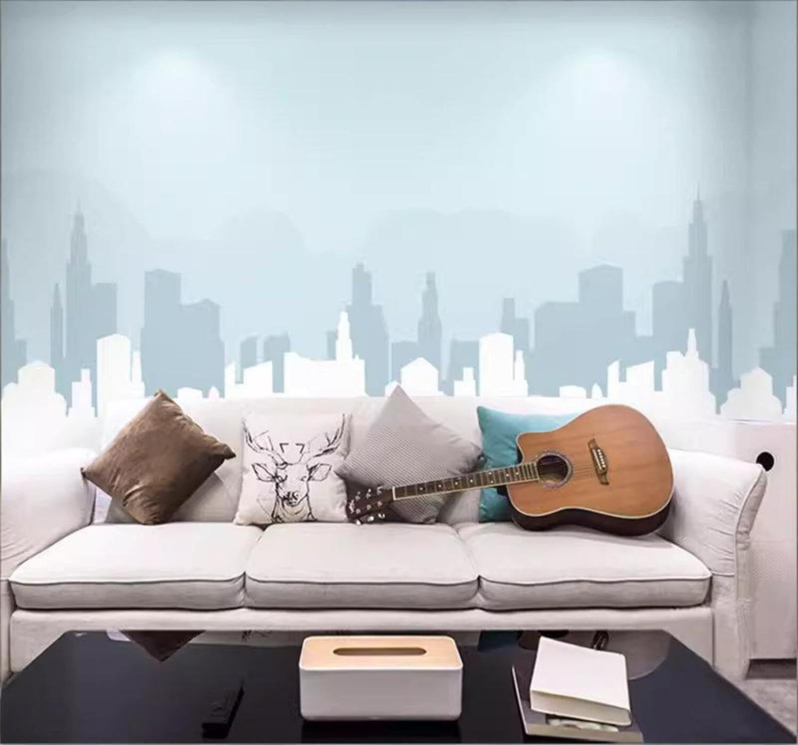 Hand Drawn Abstract Fresh Geometric Urban Architecture 3D Wallpaper Easy Install Feature Office Living Room Sofa Bedroom TV Background Wall Decoration-300cm×210cm
