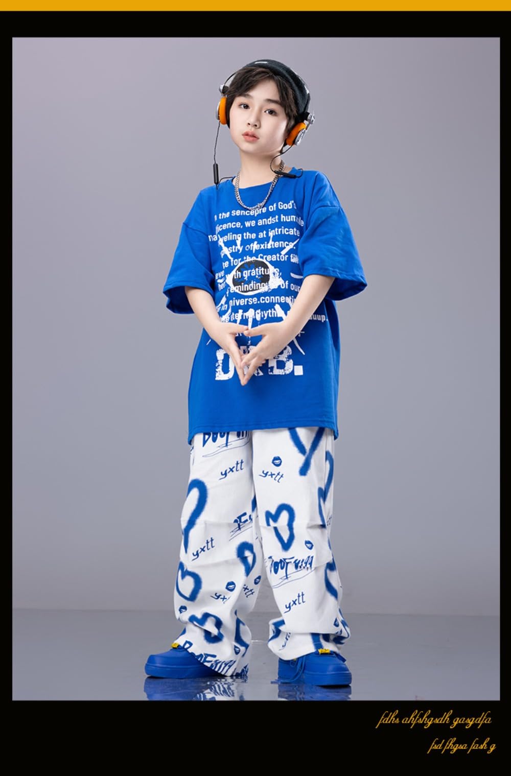 Amazon | キッズダンス衣装 セットアップ tシャツ ロゴ ハート柄 