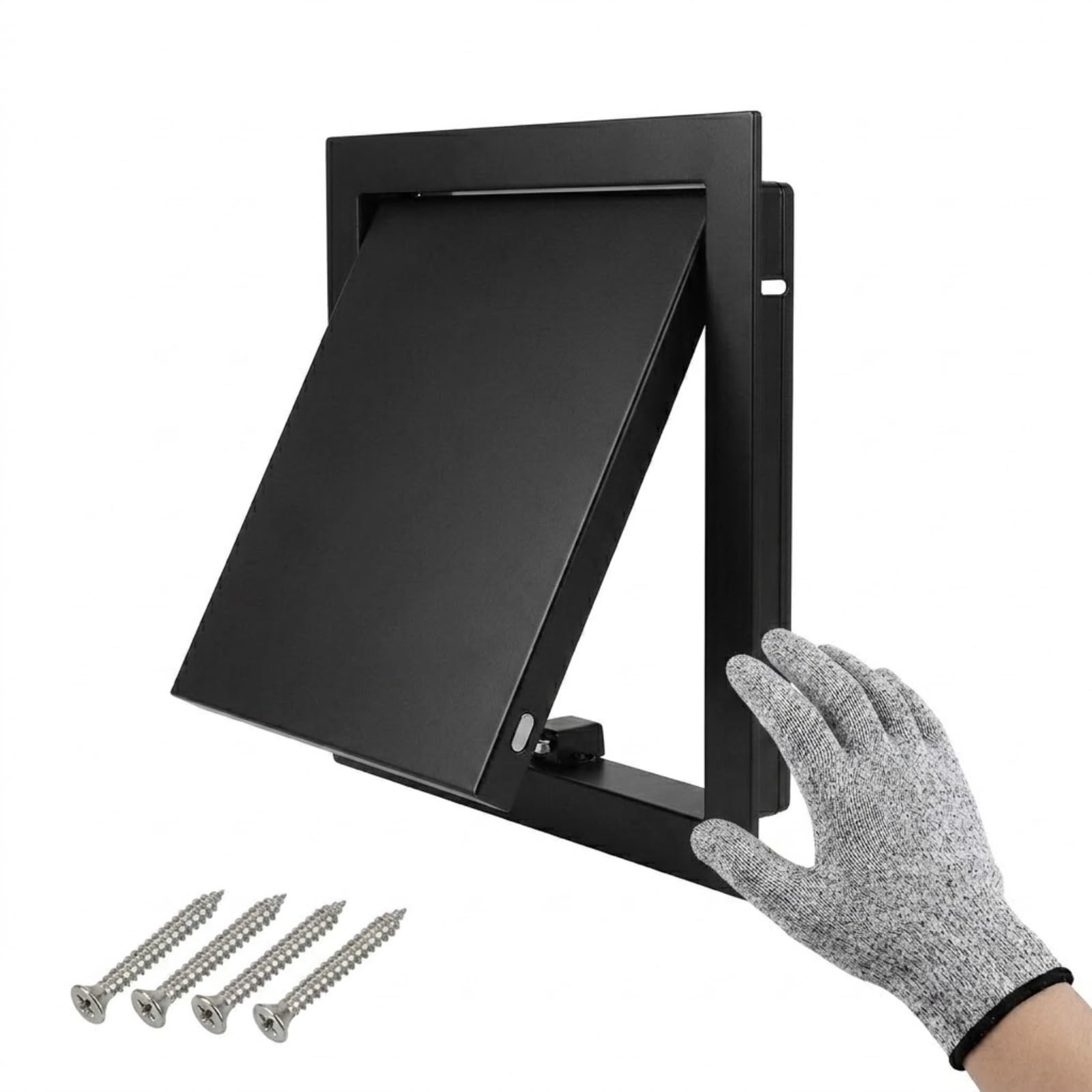 Inspection Hatch Metal Access Door for Plasterboard, 100x150-600x600mm Aluminium Alloy Push to Open Magnetic Panel, Meter Box Cover Fuse Box Inspection Hatch, Easy to fit(Black,300x600mm)