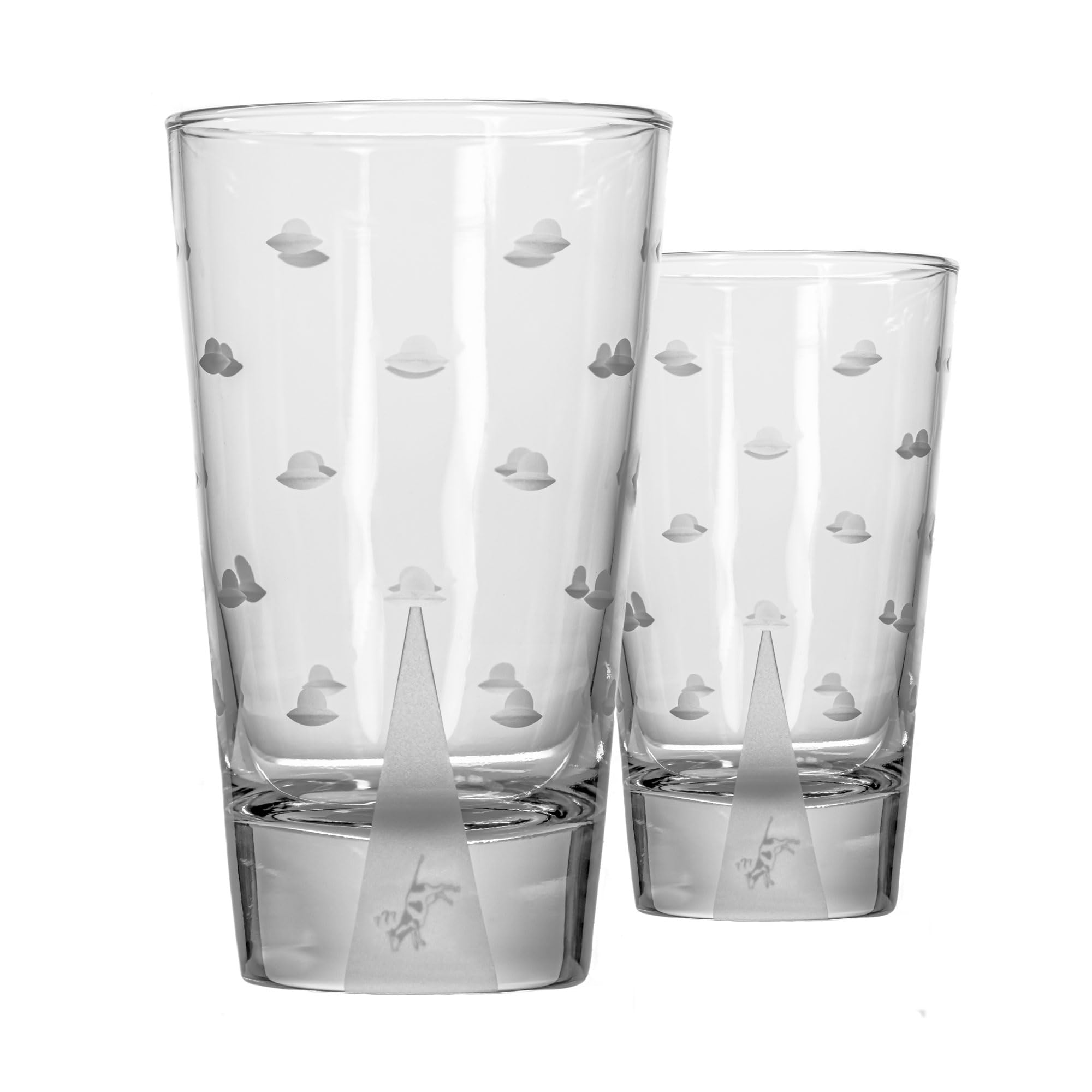 Rolf Glass Mothership UFO Cow Cooler Highball Glass 15 ounce Engraved Glasses Lead-Free Glassware - Etched Drinking Glass
