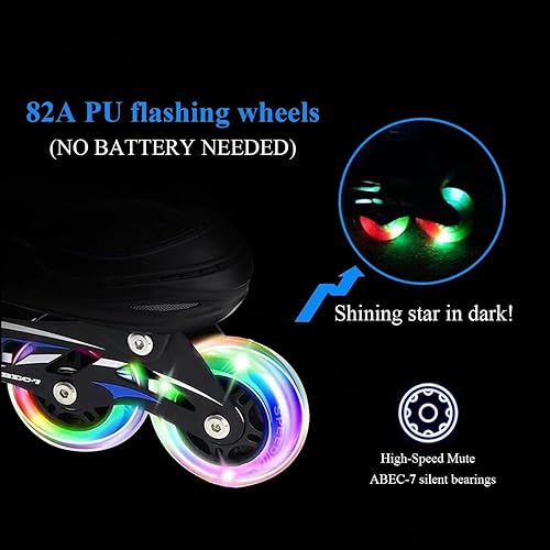 Miniatura 3 de Patines en línea ajustables de 4 tallas para niños, patines en línea para niños con rueda iluminada, patines en línea iluminados para exterior para
