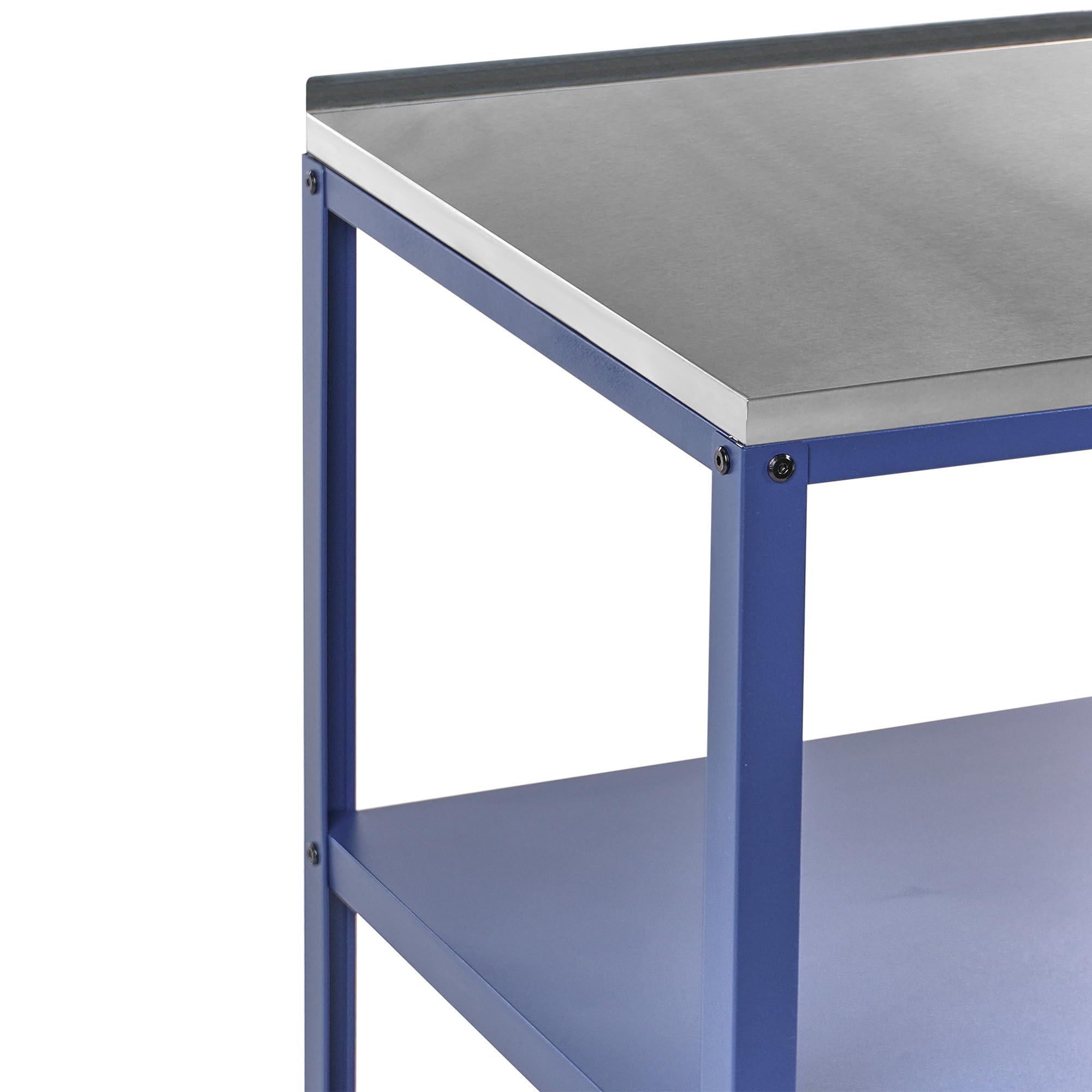 Beliani Isla de Cocina de jardín Exterior con estantes y encimera de Acero Inoxidable 80x50x92 cm Azul Vilama