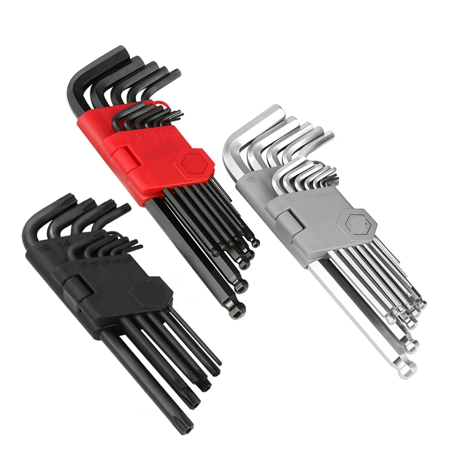 Llave Juego de Llaves Allen de 36 Uds., Llave de Tornillo de Cabeza Hexagonal con Extremo de Bola de Brazo Largo, Llave Hexagonal Interna de Varios tamaños, Pulgadas/métrica/Estrella