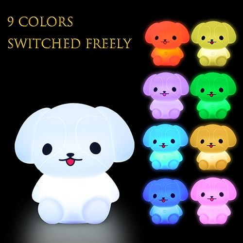 Miniatura 2 de Luz nocturna para niños, bonita lámpara de perro táctil, luz de estado de ánimo, luz LED suave con 9 colores cambiantes, regalo para niñas, niños,