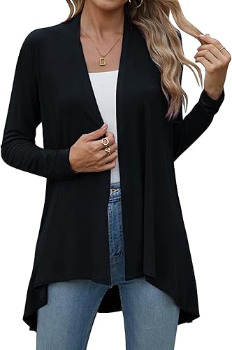 Miniatura 4 de POGTMM Women's Open Front Casual Long Sleeve Lightweight Drape Cardigans Sweater Duster with Pockets (S-3XL)