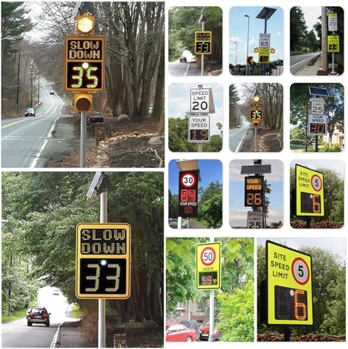 Solar Powered Radar Speed Display Sign - Flashing Speed Limit Indicator for Roads & Neighborhoods - Effective Solar Speed Limit Sign (50 x 70cm / 20 x 27in)