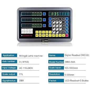 3 Axis Digital Readout DRO Display 5um Precision Linear Scale Encoder 150mm 200mm850mm for CNC Wire Milling Cutting Machine(150mm+200mm+850mm)