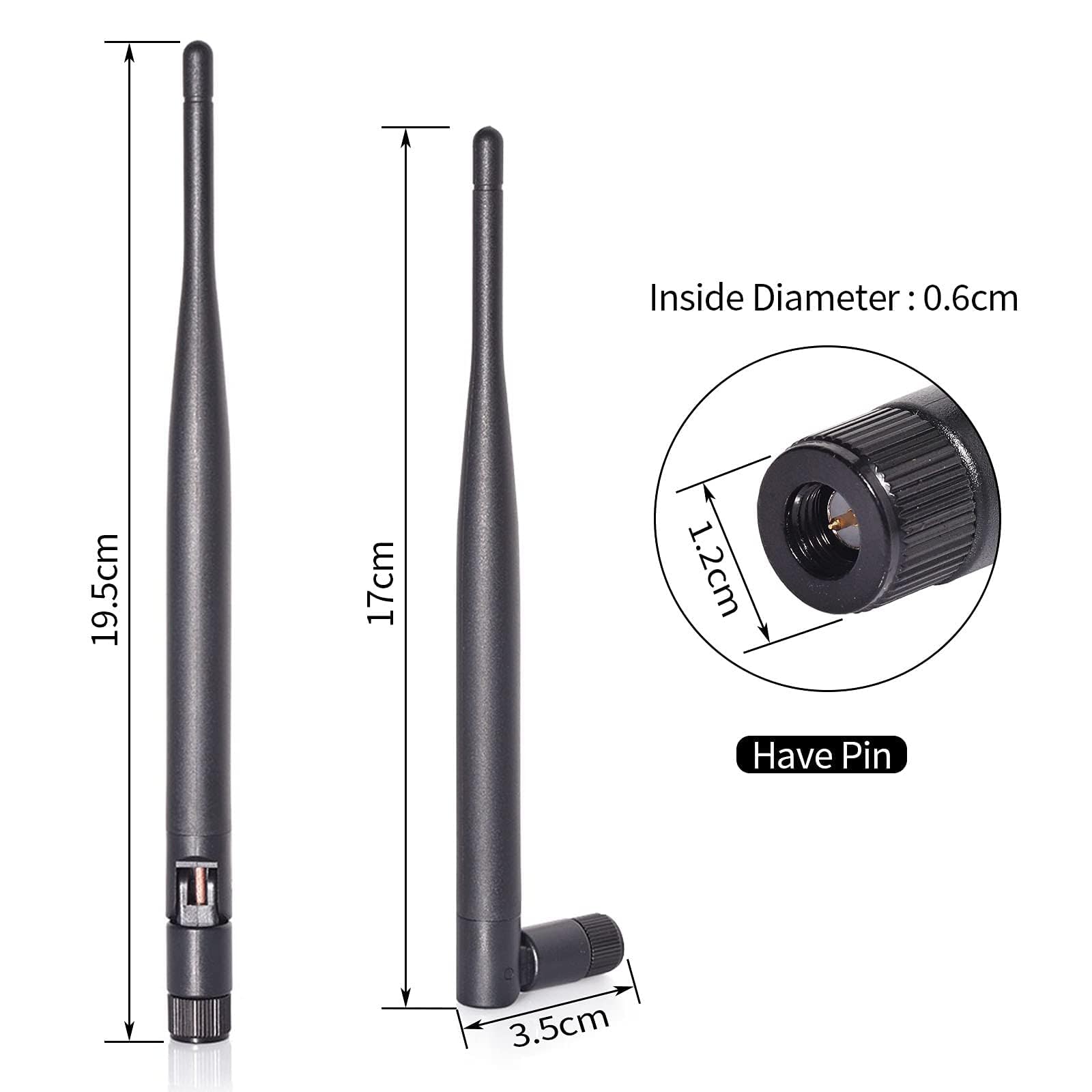Bingfu Dwuzakresowa antena WiFi 2,4 GHz 5 GHz 5,8 GHz 6 dBi wtyczka SMA do bezprzewodowej kamery wideo, kamery IP, rejestratora monitoringu DVR, pojazdów, ciężarówek, kamperów, przyczep, kamer cofania