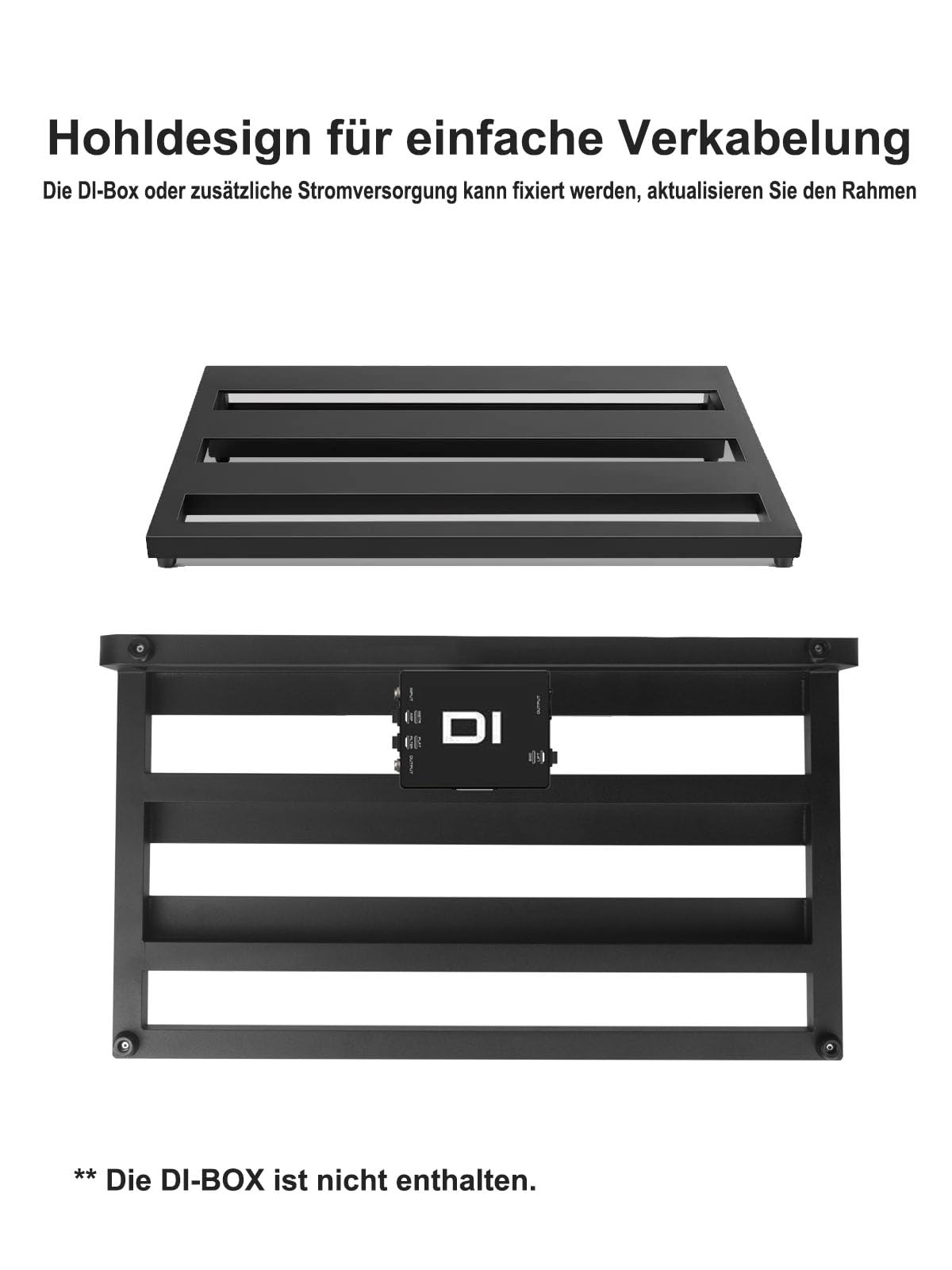 Großes Pedalboard mit case & 10-fach isolierter Stromversorgung (50x30x10cm) - Professionelles Aluminium-Board mit rauschfreien Ausgängen - Ideal für Gitarren- und Bass-Effektpedale