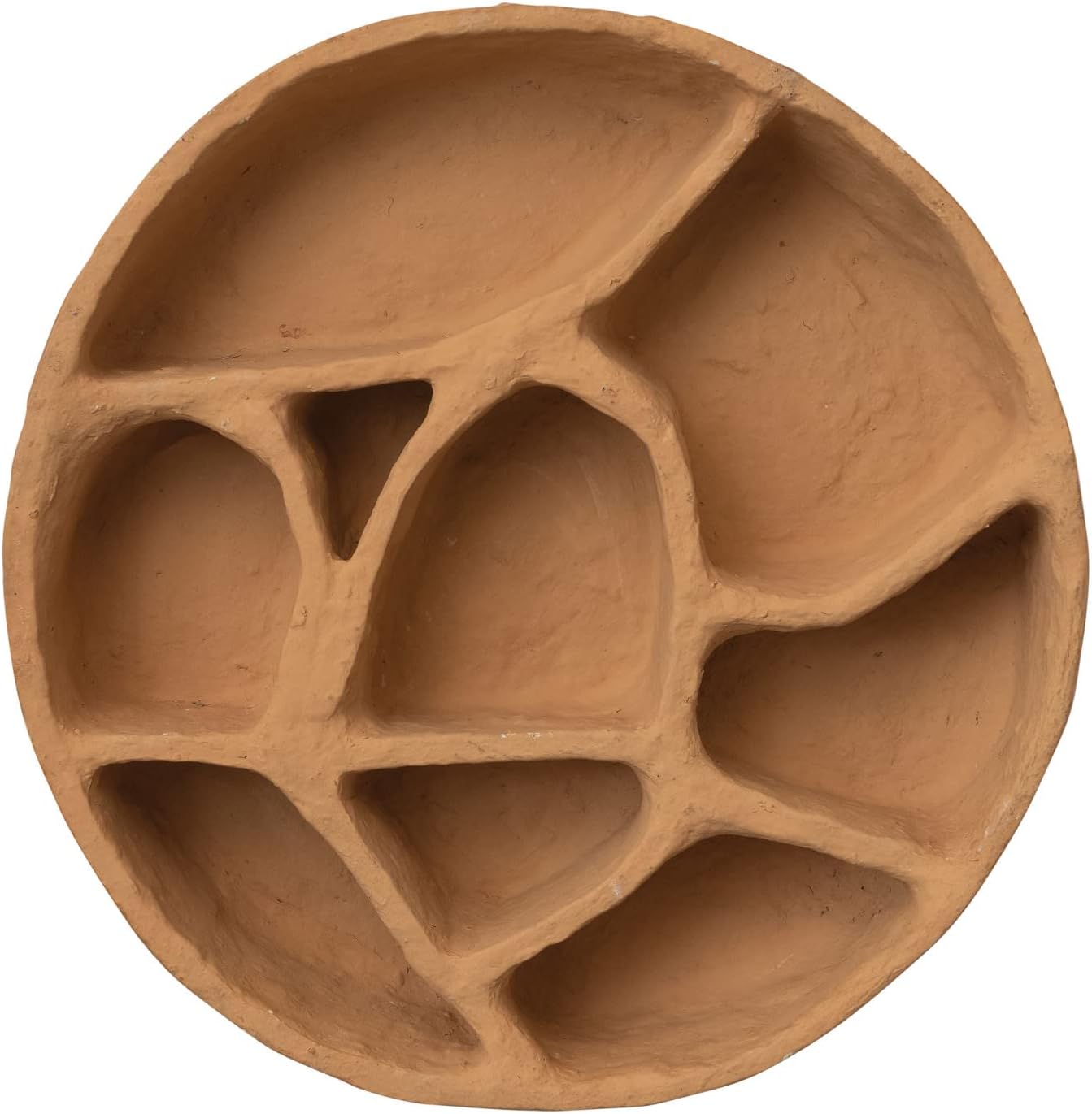 Creative Co-Op Round Paper Mache Wall Shelf with Multiple Sections, Mustard