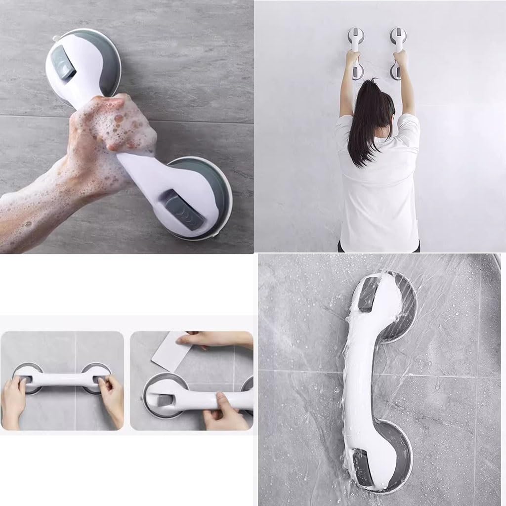 2 barras de agarre para ducha, con ventosa, pasamanos de seguridad para la prevención de lesiones, impermeable, extraíble, reutilizable, mango de bañera para personas mayores y ancianos