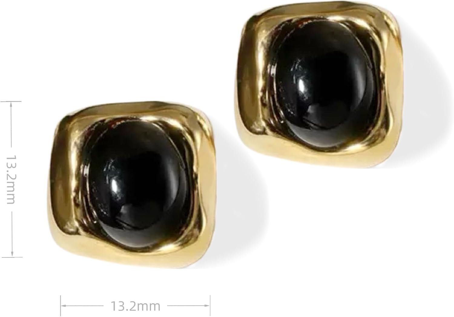 18K Gold Plated Square Drop Earrings, Natural Black Onyx Dangle Earrings for Women, Black and Gold Earrings, Hypoallergenic Lightweight Gemtone for Everyday Wear - Image 3